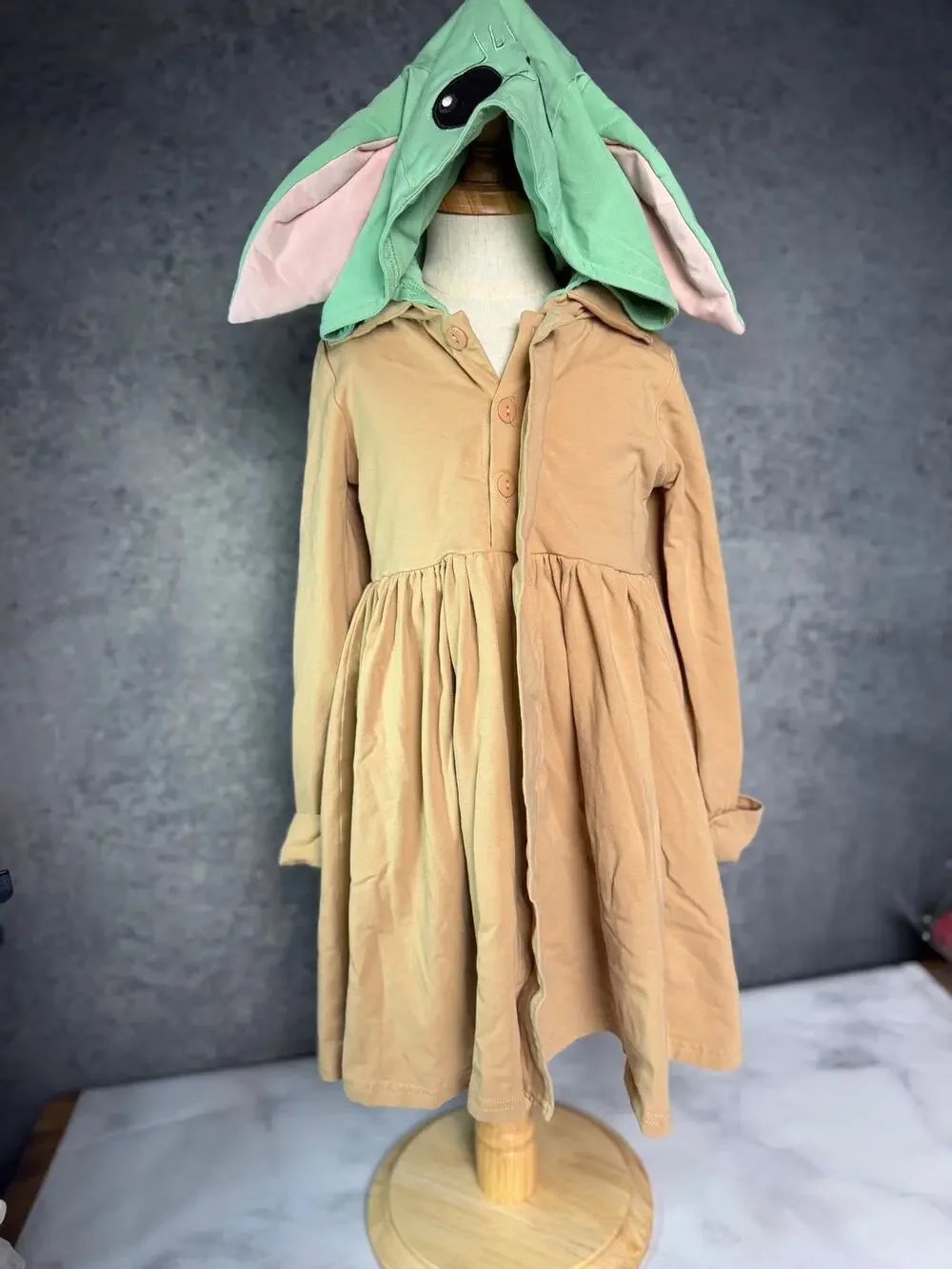 Only Little Once Star Wars and Baby Yoda Inspired Hooded Dress - Size 6